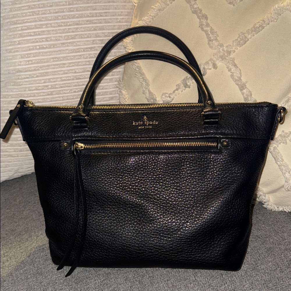 Kate Spade Black Leather Purse with Gold Accents